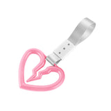 S Broken Heart JDM Tsurikawa Drift Subway Train Bus Handle Strap – Universal Car Interior Hanging Charm, Silver Nylon X1