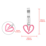 S Broken Heart JDM Tsurikawa Drift Subway Train Bus Handle Strap – Universal Car Interior Hanging Charm, Silver Nylon X1