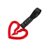 S Broken Heart JDM Tsurikawa Drift Subway Train Bus Handle Strap – Universal Car Interior Hanging Charm, Black Nylon X1