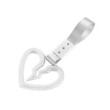S Broken Heart JDM Tsurikawa Drift Subway Train Bus Handle Strap – Universal Car Interior Hanging Charm, Silver Nylon X1