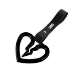 S Broken Heart JDM Tsurikawa Drift Subway Train Bus Handle Strap – Universal Car Interior Hanging Charm, Black PVC X2