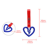 S Broken Heart JDM Tsurikawa Drift Subway Train Bus Handle Strap – Universal Car Interior Hanging Charm, Red PVC X2