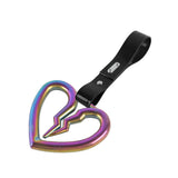 S Broken Heart JDM Tsurikawa Drift Subway Train Bus Handle Strap – Universal Car Interior Hanging Charm, Black PVC X2