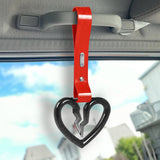 S Broken Heart Crystal-Style Ring JDM Tsurikawa Drift Subway Train Bus Handle Strap – Universal Car Interior Hanging Charm, Red PVC X2