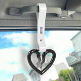 S Broken Heart Crystal-Style Ring JDM Tsurikawa Drift Subway Train Bus Handle Strap – Universal Car Interior Hanging Charm, White PVC X2
