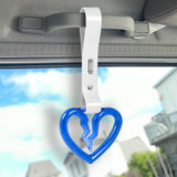 S Broken Heart Crystal-Style Ring JDM Tsurikawa Drift Subway Train Bus Handle Strap – Universal Car Interior Hanging Charm, White PVC X2