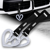 S Broken Heart Crystal-Style Ring JDM Tsurikawa Drift Subway Train Bus Handle Strap – Universal Car Interior Hanging Charm, Black PVC X2