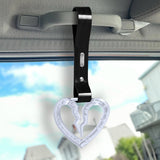 S Broken Heart Crystal-Style Ring JDM Tsurikawa Drift Subway Train Bus Handle Strap – Universal Car Interior Hanging Charm, Black PVC X1