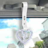 S Broken Heart Crystal-Style Ring JDM Tsurikawa Drift Subway Train Bus Handle Strap – Universal Car Interior Hanging Charm, White PVC X2