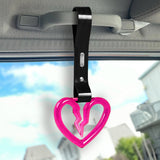 S Broken Heart Crystal-Style Ring JDM Tsurikawa Drift Subway Train Bus Handle Strap – Universal Car Interior Hanging Charm, Black PVC X1