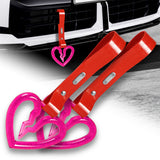 S Broken Heart Crystal-Style Ring JDM Tsurikawa Drift Subway Train Bus Handle Strap – Universal Car Interior Hanging Charm, Red PVC X2