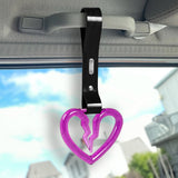 S Broken Heart Crystal-Style Ring JDM Tsurikawa Drift Subway Train Bus Handle Strap – Universal Car Interior Hanging Charm, Black PVC X1