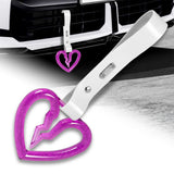 S Broken Heart Crystal-Style Ring JDM Tsurikawa Drift Subway Train Bus Handle Strap – Universal Car Interior Hanging Charm, White PVC X1