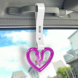 S Broken Heart Crystal-Style Ring JDM Tsurikawa Drift Subway Train Bus Handle Strap – Universal Car Interior Hanging Charm, White PVC X2