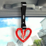 S Broken Heart Crystal-Style Ring JDM Tsurikawa Drift Subway Train Bus Handle Strap – Universal Car Interior Hanging Charm, Black PVC X1