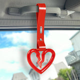 S Broken Heart Crystal-Style Ring JDM Tsurikawa Drift Subway Train Bus Handle Strap – Universal Car Interior Hanging Charm, Red PVC X2