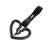 S Broken Heart JDM Tsurikawa Drift Subway Train Bus Handle Strap – Universal Car Interior Hanging Charm, Black PVC X2