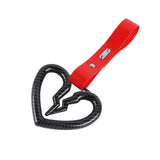 S Broken Heart JDM Tsurikawa Drift Subway Train Bus Handle Strap – Universal Car Interior Hanging Charm, Red PVC X2