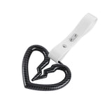 S Broken Heart JDM Tsurikawa Drift Subway Train Bus Handle Strap – Universal Car Interior Hanging Charm, White PVC X2