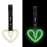 S Broken Heart JDM Tsurikawa Drift Subway Train Bus Handle Strap – Universal Car Interior Hanging Charm, Black PVC X2
