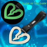 S Broken Heart JDM Tsurikawa Drift Subway Train Bus Handle Strap – Universal Car Interior Hanging Charm, Black PVC X1