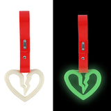 S Broken Heart JDM Tsurikawa Drift Subway Train Bus Handle Strap – Universal Car Interior Hanging Charm, Red PVC X2