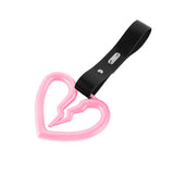 S Broken Heart JDM Tsurikawa Drift Subway Train Bus Handle Strap – Universal Car Interior Hanging Charm, Black PVC X2