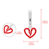 S Broken Heart Crystal-Style Ring JDM Tsurikawa Drift Subway Train Bus Handle Strap – Universal Car Interior Hanging Charm, White PVC X2