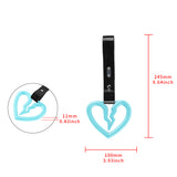 S Broken Heart JDM Tsurikawa Drift Subway Train Bus Handle Strap – Universal Car Interior Hanging Charm, Black PVC X2