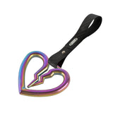 S Broken Heart JDM Tsurikawa Drift Subway Train Bus Handle Strap – Universal Car Interior Hanging Charm, Carbon Fiber Pattern PVC X2