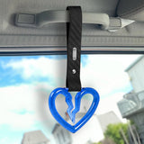 S Broken Heart Crystal-Style Ring JDM Tsurikawa Drift Subway Train Bus Handle Strap – Universal Car Interior Hanging Charm, Carbon Fiber Pattern PVC X1