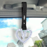 S Broken Heart Crystal-Style Ring JDM Tsurikawa Drift Subway Train Bus Handle Strap – Universal Car Interior Hanging Charm, Carbon Fiber Pattern PVC X1
