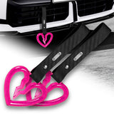 S Broken Heart Crystal-Style Ring JDM Tsurikawa Drift Subway Train Bus Handle Strap – Universal Car Interior Hanging Charm, Carbon Fiber Pattern PVC X2
