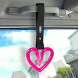 S Broken Heart Crystal-Style Ring JDM Tsurikawa Drift Subway Train Bus Handle Strap – Universal Car Interior Hanging Charm, Carbon Fiber Pattern PVC X1