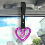 S Broken Heart Crystal-Style Ring JDM Tsurikawa Drift Subway Train Bus Handle Strap – Universal Car Interior Hanging Charm, Carbon Fiber Pattern PVC X1