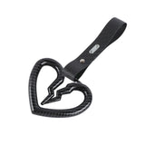 S Broken Heart JDM Tsurikawa Drift Subway Train Bus Handle Strap – Universal Car Interior Hanging Charm, Carbon Fiber Pattern PVC X2