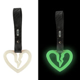 S Broken Heart JDM Tsurikawa Drift Subway Train Bus Handle Strap – Universal Car Interior Hanging Charm, Carbon Fiber Pattern PVC X2