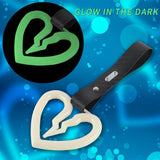 S Broken Heart JDM Tsurikawa Drift Subway Train Bus Handle Strap – Universal Car Interior Hanging Charm, Carbon Fiber Pattern PVC X1