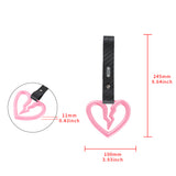 S Broken Heart Crystal-Style Ring JDM Tsurikawa Drift Subway Train Bus Handle Strap – Universal Car Interior Hanging Charm, Carbon Fiber Pattern PVC X1
