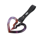 S Broken Heart JDM Tsurikawa Drift Subway Train Bus Handle Strap – Universal Car Interior Hanging Charm, Carbon Fiber Pattern PVC X2
