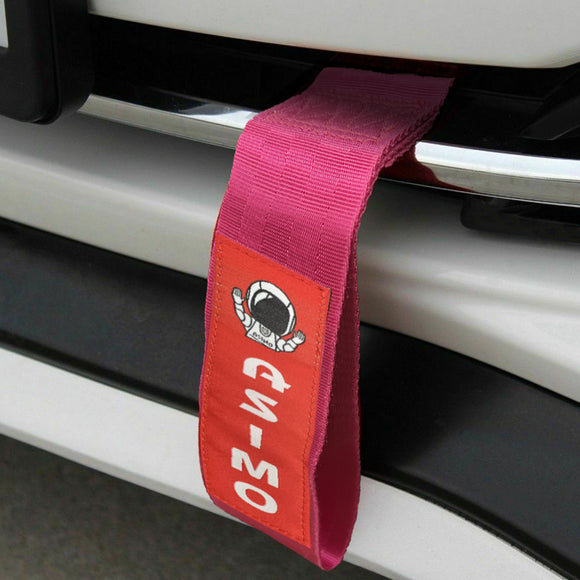 JDM Honda ASIMO Racing NEO CHROME HIGH STRENGTH Pink Tow Strap for Front / Rear Bumper