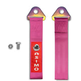 JDM Honda ASIMO Racing NEO CHROME HIGH STRENGTH Pink Tow Strap for Front / Rear Bumper