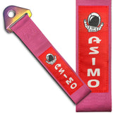 JDM Honda ASIMO Racing NEO CHROME HIGH STRENGTH Pink Tow Strap for Front / Rear Bumper