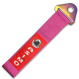 JDM Honda ASIMO Racing NEO CHROME HIGH STRENGTH Pink Tow Strap for Front / Rear Bumper