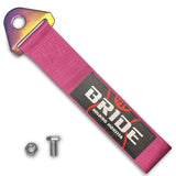 JDM BRIDE Racing NEO CHROME HIGH STRENGTH Pink Tow Strap for Front / Rear Bumper