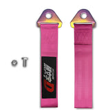 JDM INITIAL D RACING NEO CHROME HIGH STRENGTH Pink Tow Strap for Front / Rear Bumper