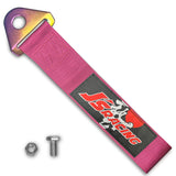 JDM JS Drift Rally Sports Racing Honda NEO CHROME HIGH STRENGTH Pink Tow Strap for Front / Rear Bumper