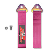 JDM JS Drift Rally Sports Racing Honda NEO CHROME HIGH STRENGTH Pink Tow Strap for Front / Rear Bumper