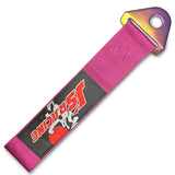 JDM JS Drift Rally Sports Racing Honda NEO CHROME HIGH STRENGTH Pink Tow Strap for Front / Rear Bumper