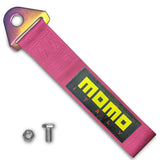 MOMO Racing JDM Honda Drift Rally Sports NEO CHROME HIGH STRENGTH Pink Tow Strap for Front / Rear Bumper